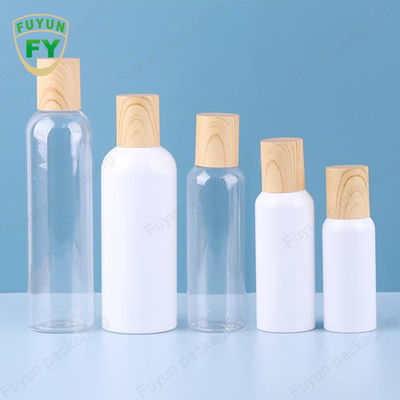Botol Pompa Plastik PET 100ml Transparan Dengan Pencetakan Transfer Air Gaya Kayu