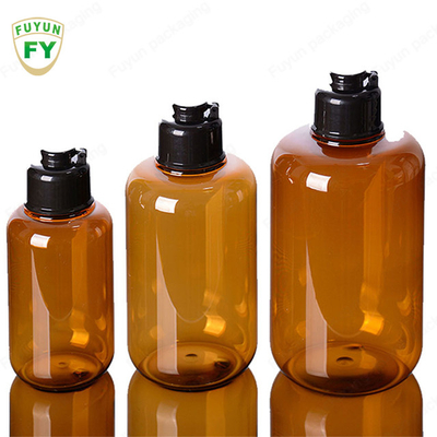 10.14oz Amber Clear Shampoo Lotion Bottle Dengan Flip Top Cap