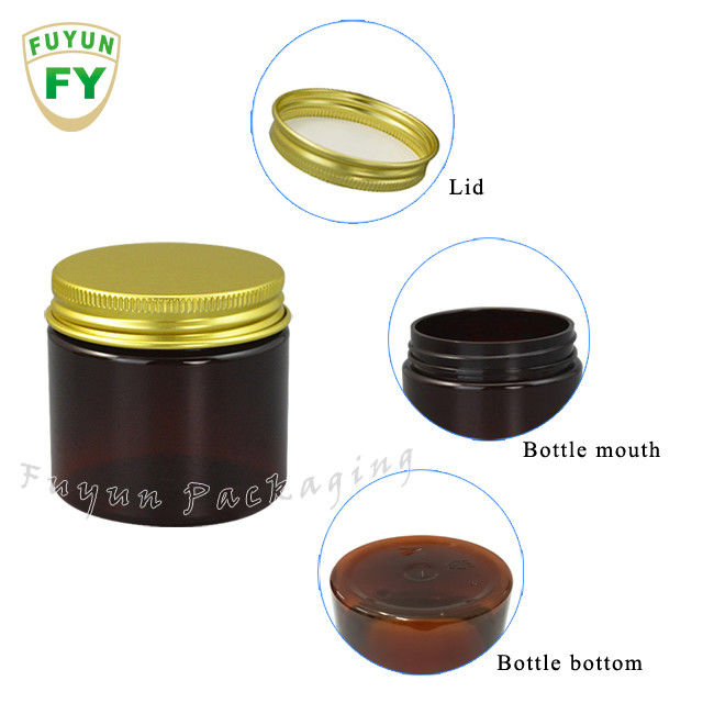 Penyimpanan permen Food Grade Tutup Aluminium Amber Clear PET Plastic Jar