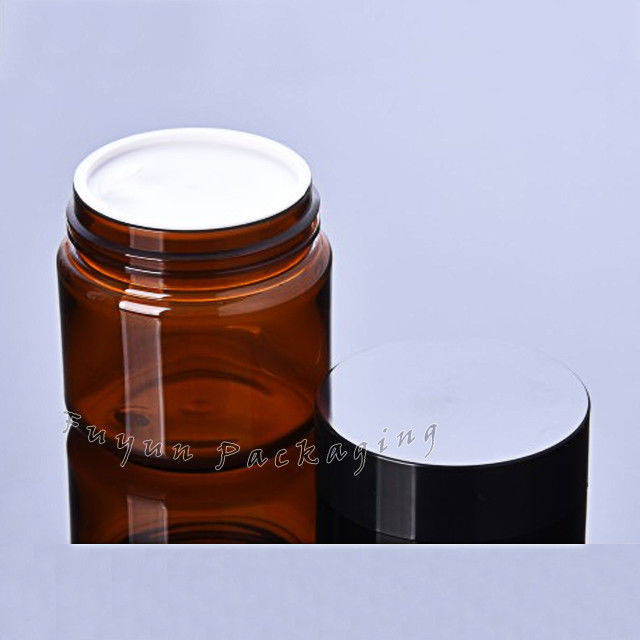 Toples Kemasan Plastik Amber 120g Kosmetik Dengan Tutup Hitam