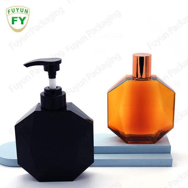 350ml PET PETG Botol Dispenser Sabun Cair Bentuk Hexagon Untuk Shampoo