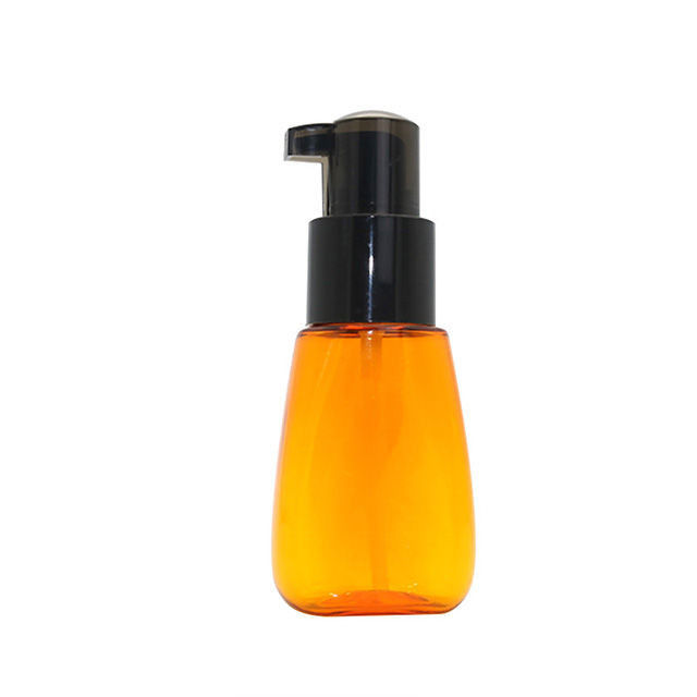 80ml 2.5oz Botol Minyak Rambut Plastik PET Kosong Dengan Pompa Lotion Oranye