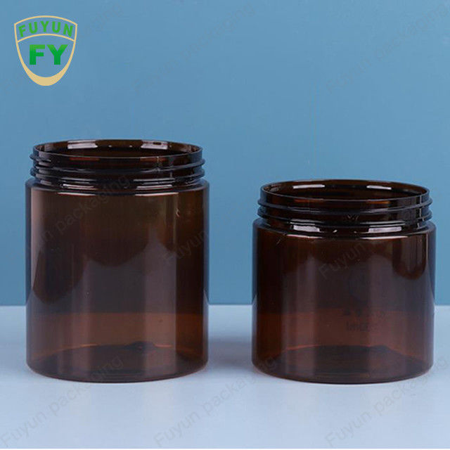 8 Oz Bentuk Bulat Hitam Plastik Kosmetik Krim Plastik Amber Jar Dengan Tutup