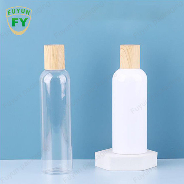 Botol Pompa Plastik PET 100ml Transparan Dengan Pencetakan Transfer Air Gaya Kayu