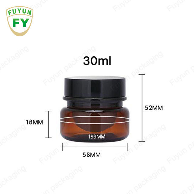 Kemasan Makanan Kosmetik Grosir 30ml Amber Black Pet Plastic Cosmetic Cream Jar Dengan Tutup Hitam Putih