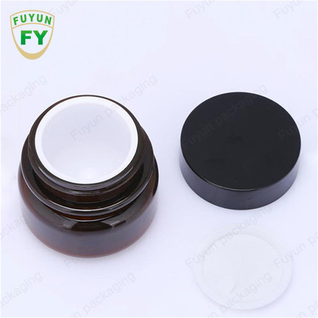 Kemasan Makanan Kosmetik Grosir 30ml Amber Black Pet Plastic Cosmetic Cream Jar Dengan Tutup Hitam Putih