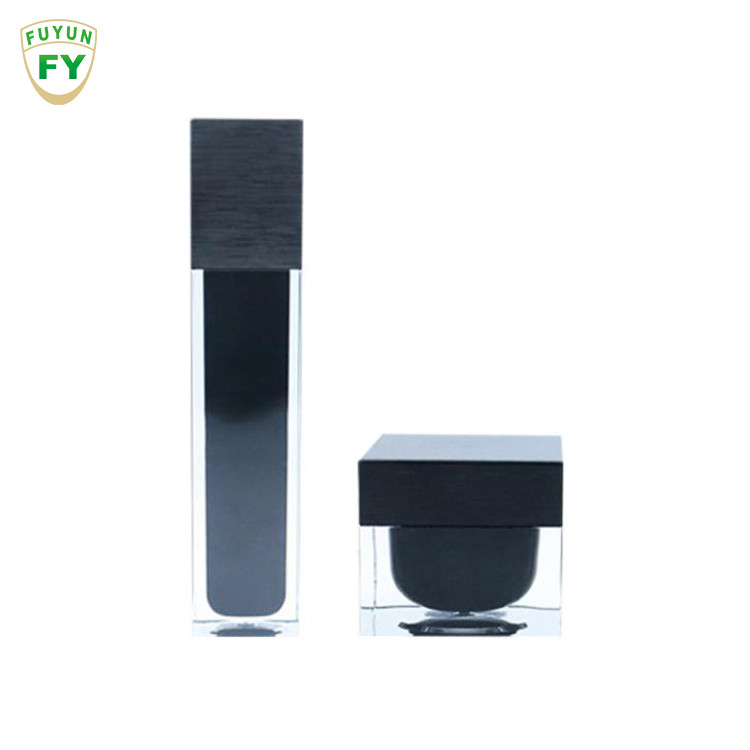 Fuyun 15ml/30ml/60ml/100ml/120ml/15g/30g/50g/100g Jelas warna hitam bentuk persegi panjang plastik akrilik botol dinding ganda