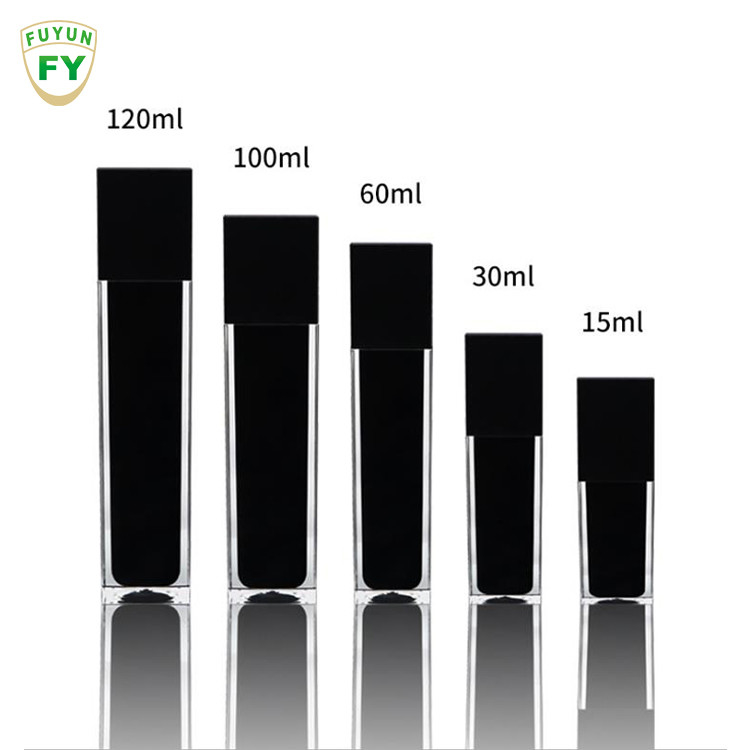 Fuyun 15ml/30ml/60ml/100ml/120ml/15g/30g/50g/100g Jelas warna hitam bentuk persegi panjang plastik akrilik botol dinding ganda