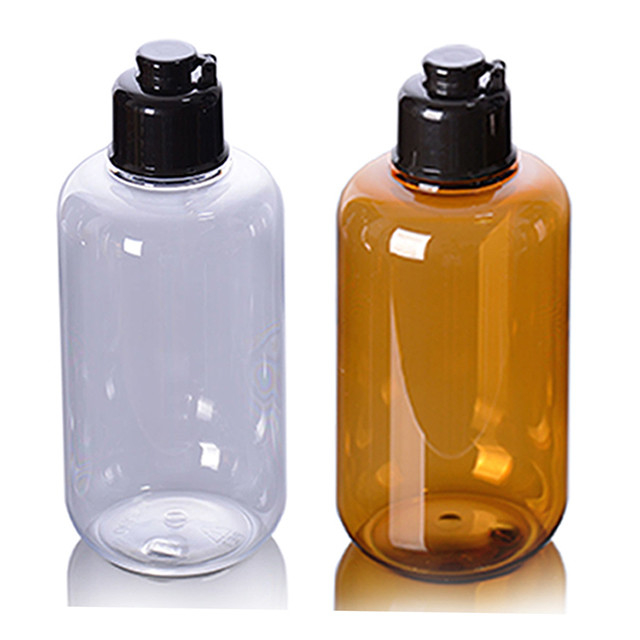 10.14oz Amber Clear Shampoo Lotion Bottle Dengan Flip Top Cap