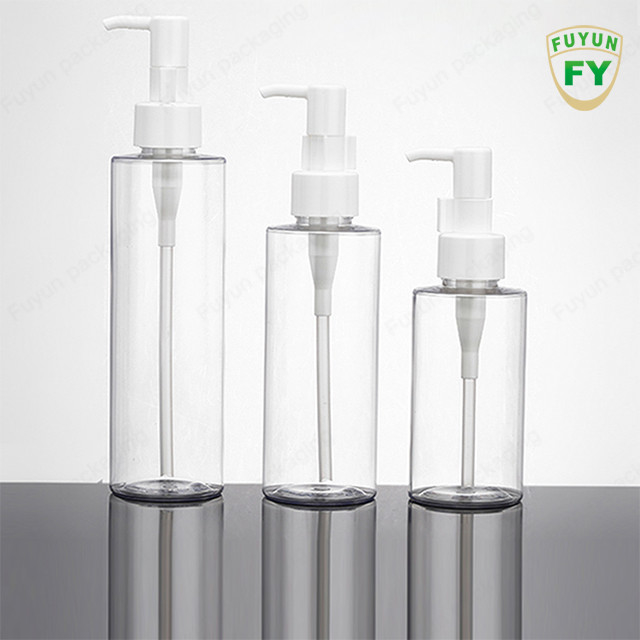160ml 200ml Botol Pompa Plastik PET Bening Untuk Minyak Tubuh
