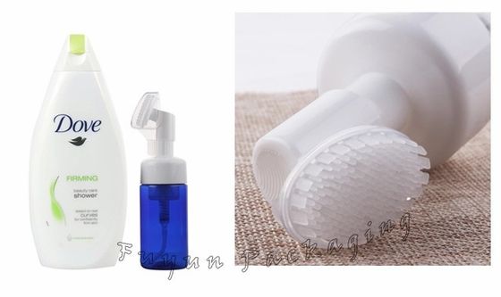 Botol Pompa Busa 100ml Dengan Kepala Sikat Untuk Pembersih Wajah