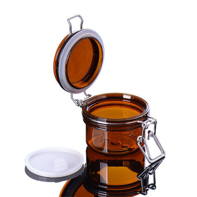 Wadah / Guci Penyimpanan Amber Kelas Makanan dengan Penjepit Pengunci untuk kafe lemari dapur Kitchen