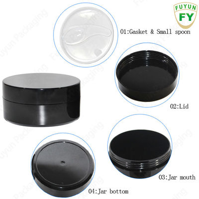 Toples Kemasan Plastik 100g, kemasan perawatan kulit Black Pet Jars dengan tutup