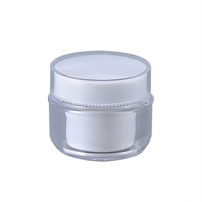 gunakan kembali Jar Kosmetik Akrilik, Toples Dinding Ganda Putih 50g Dengan Tutup