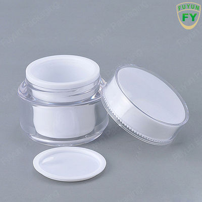 gunakan kembali Jar Kosmetik Akrilik, Toples Dinding Ganda Putih 50g Dengan Tutup