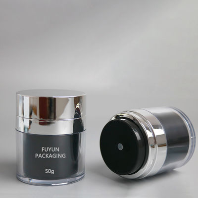 50ml Putih Hitam Pelembab Pompa Pengap Emulsi Jar Dengan Tutup Kemasan Vakum Kosmetik