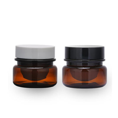 Kemasan Makanan Kosmetik Grosir 30ml Amber Black Pet Plastic Cosmetic Cream Jar Dengan Tutup Hitam Putih