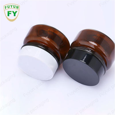 Kemasan Makanan Kosmetik Grosir 30ml Amber Black Pet Plastic Cosmetic Cream Jar Dengan Tutup Hitam Putih