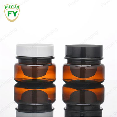 Kemasan Makanan Kosmetik Grosir 30ml Amber Black Pet Plastic Cosmetic Cream Jar Dengan Tutup Hitam Putih