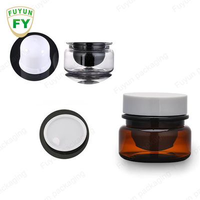 Kemasan Makanan Kosmetik Grosir 30ml Amber Black Pet Plastic Cosmetic Cream Jar Dengan Tutup Hitam Putih