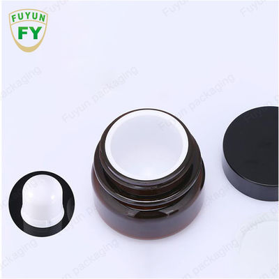 Kemasan Makanan Kosmetik Grosir 30ml Amber Black Pet Plastic Cosmetic Cream Jar Dengan Tutup Hitam Putih