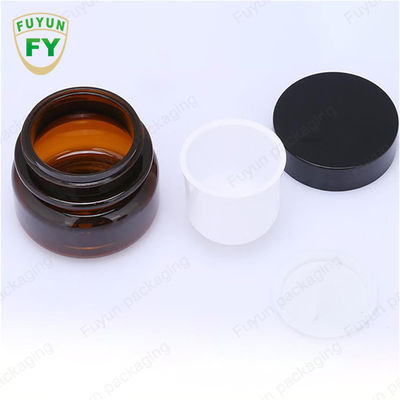 Kemasan Makanan Kosmetik Grosir 30ml Amber Black Pet Plastic Cosmetic Cream Jar Dengan Tutup Hitam Putih