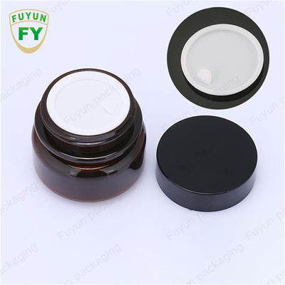 Kemasan Makanan Kosmetik Grosir 30ml Amber Black Pet Plastic Cosmetic Cream Jar Dengan Tutup Hitam Putih