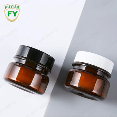 Kemasan Makanan Kosmetik Grosir 30ml Amber Black Pet Plastic Cosmetic Cream Jar Dengan Tutup Hitam Putih