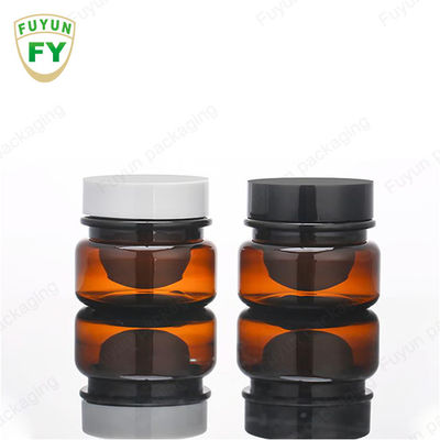 Kemasan Makanan Kosmetik Grosir 30ml Amber Black Pet Plastic Cosmetic Cream Jar Dengan Tutup Hitam Putih