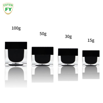 Fuyun 15ml/30ml/60ml/100ml/120ml/15g/30g/50g/100g Jelas warna hitam bentuk persegi panjang plastik akrilik botol dinding ganda