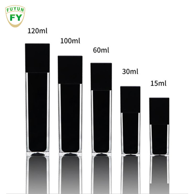 Fuyun 15ml/30ml/60ml/100ml/120ml/15g/30g/50g/100g Jelas warna hitam bentuk persegi panjang plastik akrilik botol dinding ganda